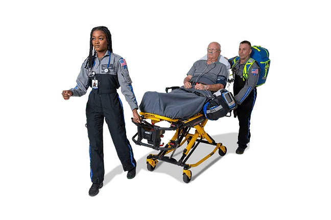 Angel MedFlight Flight Team Transporting Patient